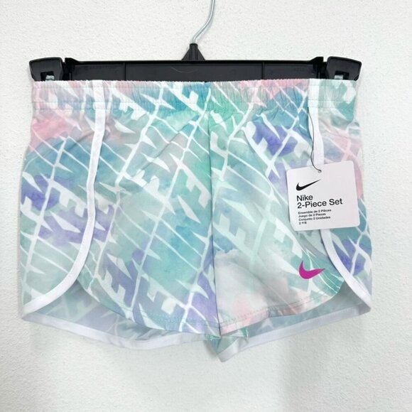 Nike Pastel Dri-Fit Logo Shorts Girls Size 5 Small Athletic Summer Camp Girly - Picture 1 of 3